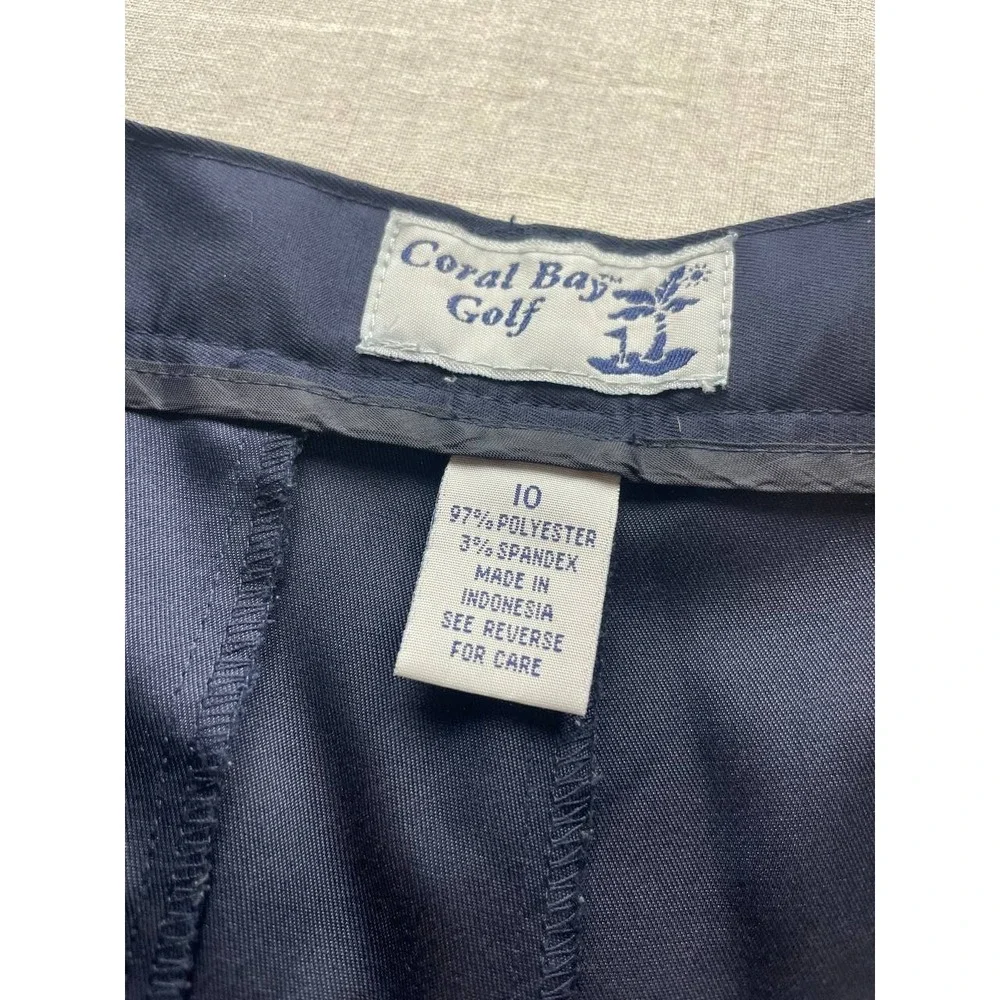 Vintage Coral Bay Golf Shorts Women 10 Navy‎ Blue Outdoor Pleated Athleisure